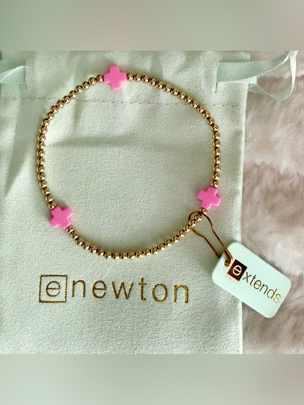 Enewton Extends bright pink signature cross gold filled bracelet NWT